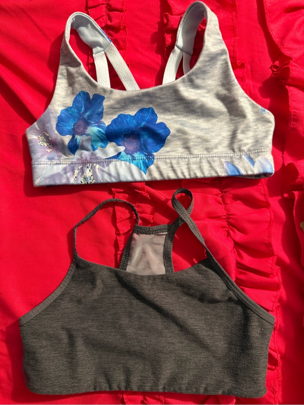 Old Navy Blue Floral & Charcoal Racerback Bralette Set